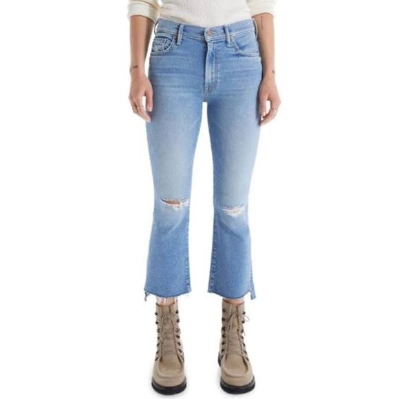 Mother The Insider Crop Step Fray Jeans Thrilling Shots Sz 24 - Picture 1 of 13
